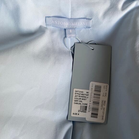 Antonio Melani Riviera Linen Blazer Jacket Fits Sz S Light Blue Silver Buttons - Picture 3 of 15